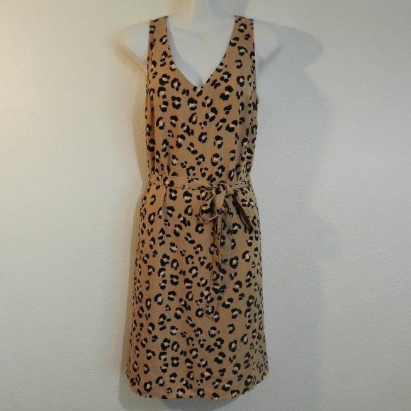 A New Day Dresses & Skirts - Leopard print, double V-neck, self-tie belt, side pockets, cotton dress